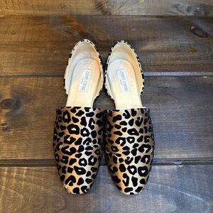 Jimmy Choo Leopard Velvet D’Orsay Flats Women Size 38.5 Made in Italy